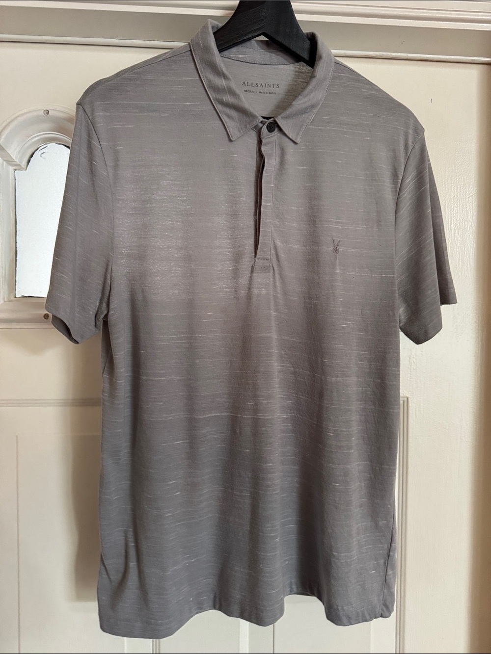 All Saints Men's Light Gray Polo Shirt